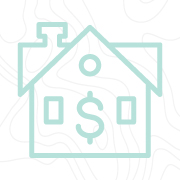 Line art of a house with a dollar sign in the middle