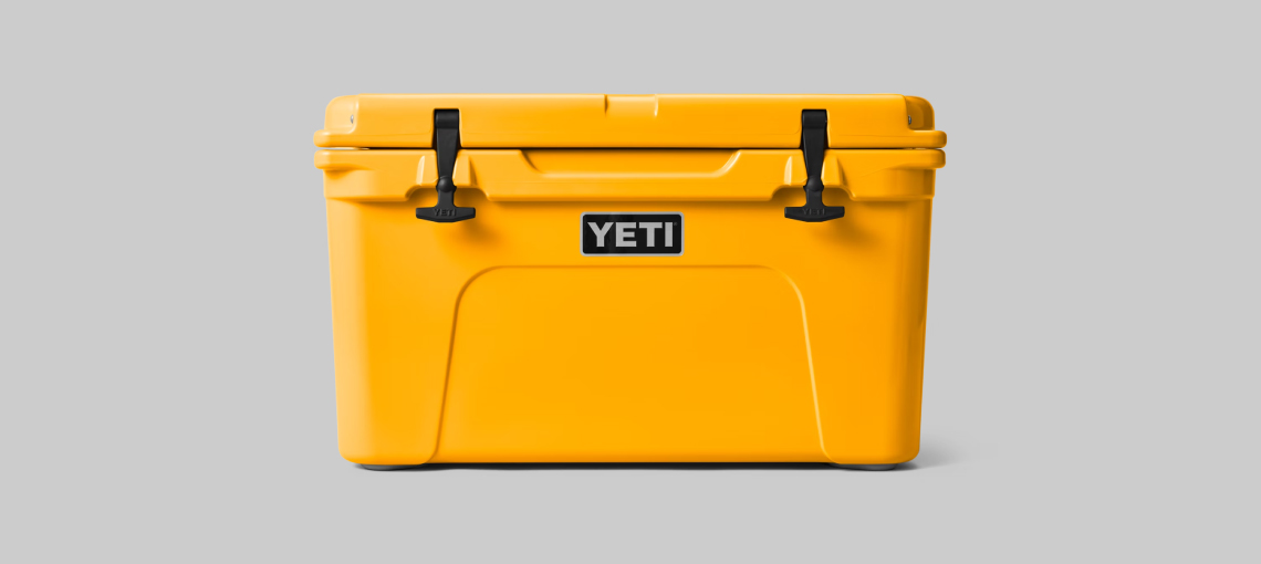 An image of a yellow Yeti Tundra cooler