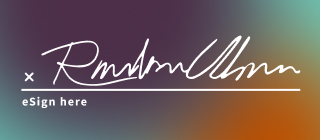 Graphic of a signature with a gradient background