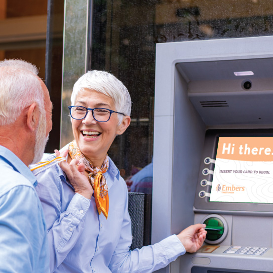 Person using an ATM
