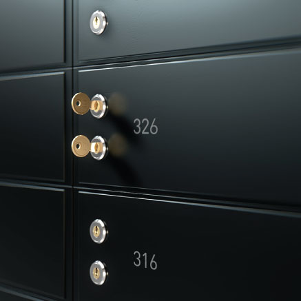 Close up image of a safe deposit box