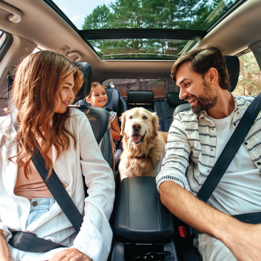 Family riding in car