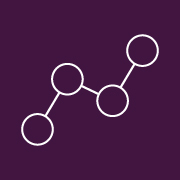 Line art of four circles connected by lines in a zig zag pattern