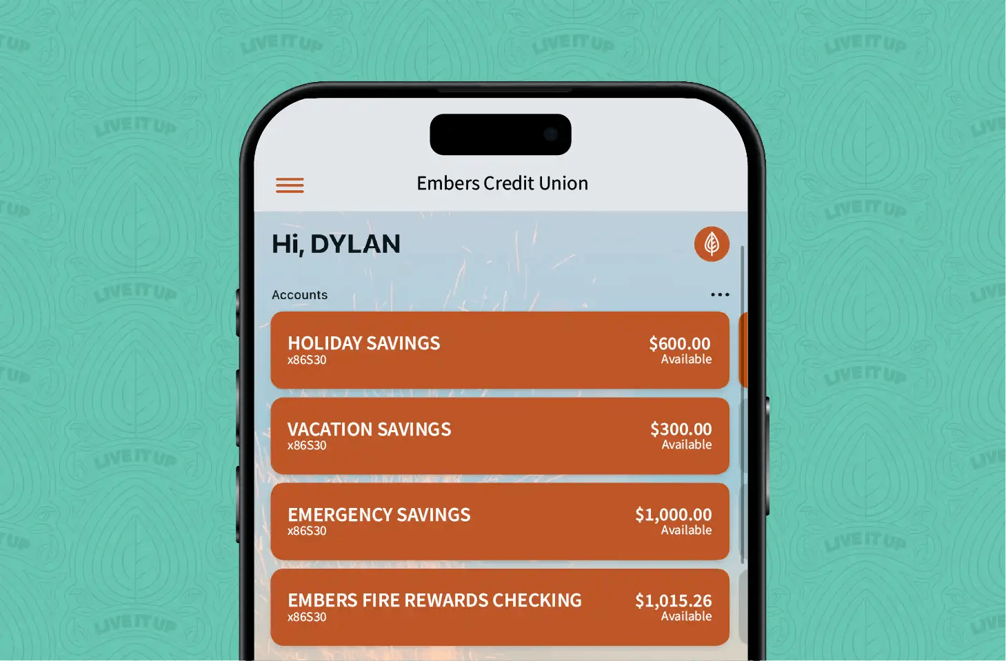 Side Savings Embers Digital Banking Dashboard