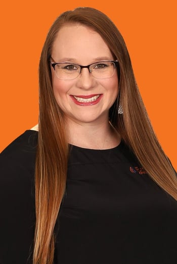 Tiffany headshot on orange
